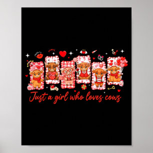 Preppy Just A Girl Who Loves Cows Valentines Day A Poster
