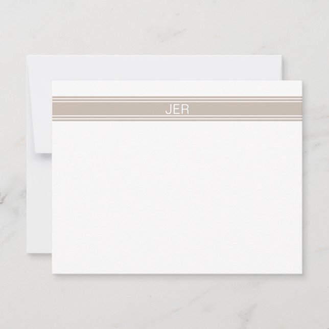 Preppy Khaki Personalized Monogram Name Initials Card (Front)
