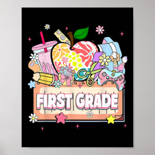Preppy Kids First Grade 2025 Preschool 1st Grade G Poster