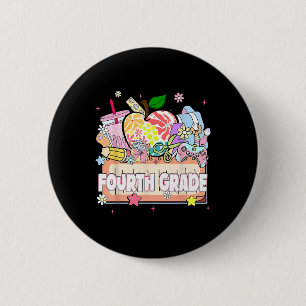 Preppy Kids Fourth Grade Grad 2025 Preschool 4th G 2 Inch Round Button