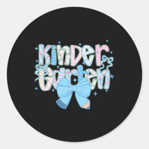 Preppy Kinder Garten Back To School Floral Teacher Classic Round Sticker