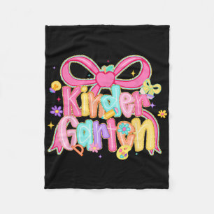 Preppy Kindergarten Back To School Coquette Bow Te Fleece Blanket