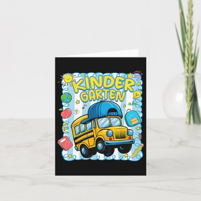 Preppy Kindergarten Back To School Funny School Bu Card (Front)