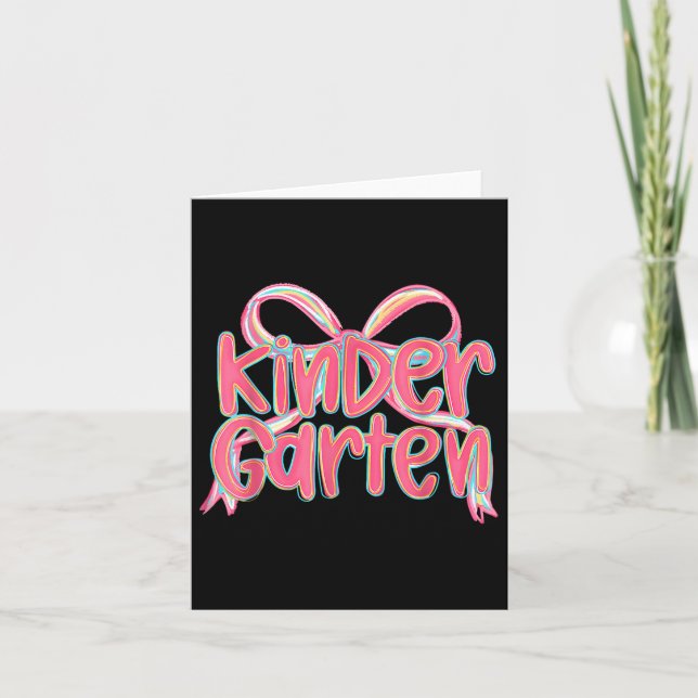 Preppy Kindergarten Coquette Bow Back To School Te Card (Front)