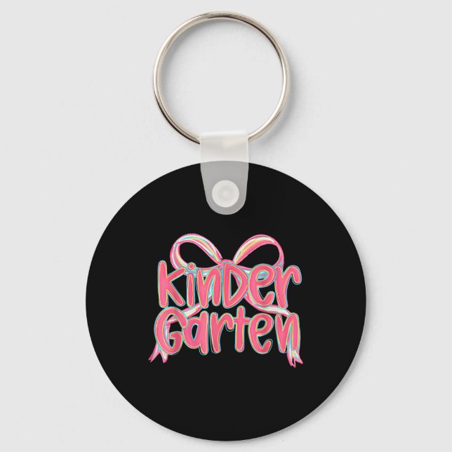 Preppy Kindergarten Coquette Bow Back To School Te Keychain (Front)
