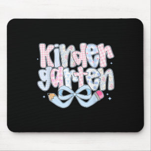 Preppy Kindergarten Coquette Bow Back To School Te Mouse Pad