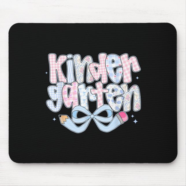 Preppy Kindergarten Coquette Bow Back To School Te Mouse Pad (Front)