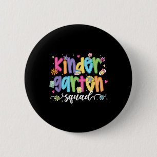 Preppy Kindergarten Squad Team Crew Teacher Back T 2 Inch Round Button