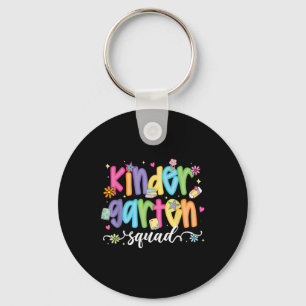 Preppy Kindergarten Squad Team Crew Teacher Back T Keychain
