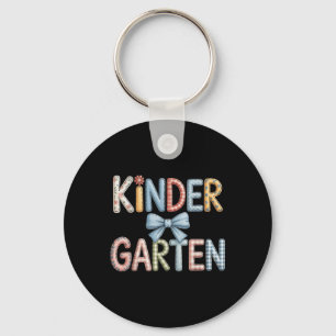 Preppy Kindergarten Teacher Team Bow Back To Schoo Keychain