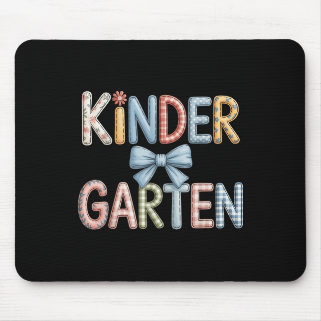 Preppy Kindergarten Teacher Team Bow Back To Schoo Mouse Pad (Front)