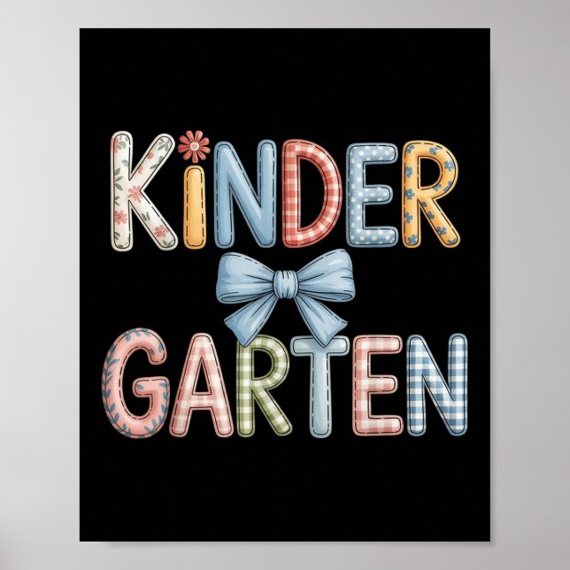 Preppy Kindergarten Teacher Team Bow Back To Schoo Poster (Front)