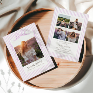 Preppy Lavender Graduation Photo Collage  Invitation