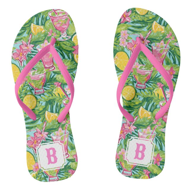 Preppy Lemon Cocktail | Monogram Flip Flops (Footbed)