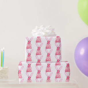 Preppy Little Pink Bow Baby Shower Girl Rabbit  Wrapping Paper