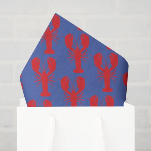 Preppy Lobsters Red Blue Maine Coast Pattern Fun Tissue Paper (Gift Bag)