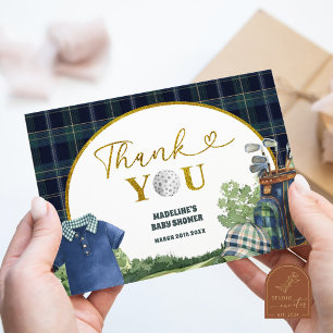 Preppy Luxury Golf Baby Shower Thank You Card