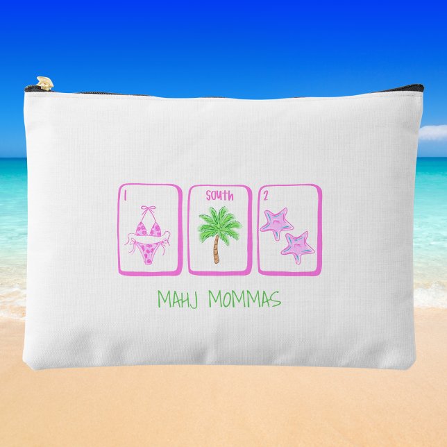 Preppy MAHJ MOMMAS Beach Mahjong Personalized Accessory Pouch (Creator Uploaded)