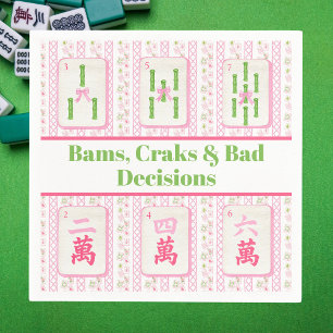 Preppy Mahjong Bams, Craks & Bad Decisions  Napkin