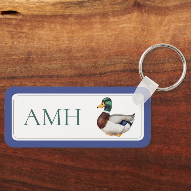 Preppy Mallard Duck Monogram Keychain (Front)