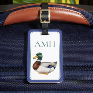Preppy Mallard Duck Monogram Luggage Tag