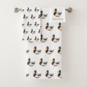 Preppy Mallard Duck Personalized Bath Towel Set