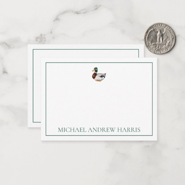 Preppy Mallard Duck Personalized Card (Front/Back In Situ)