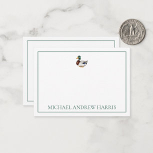 Preppy Mallard Duck Personalized Card