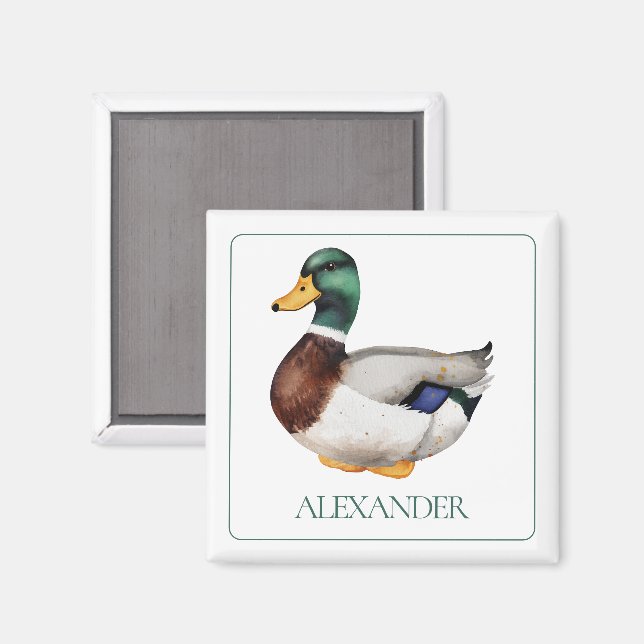 Preppy Mallard Duck Personalized Magnet (Front/Back)