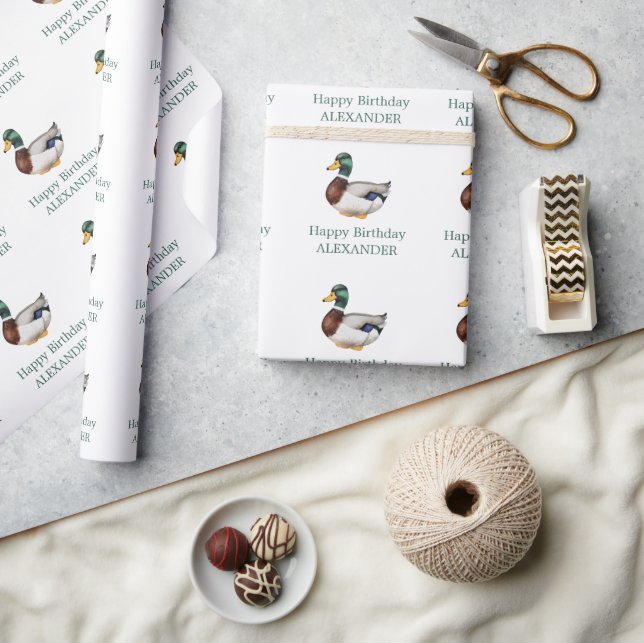 Preppy Mallard Duck Personalized Wrapping Paper (Crafts)