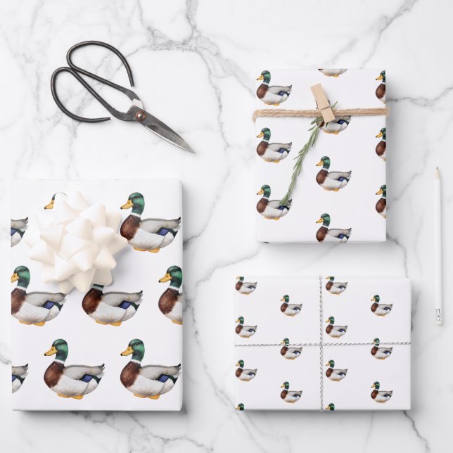 Preppy Mallard Duck Wrapping Paper Sheet (Front)
