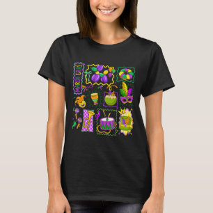 Preppy Mardi Gras Jester Hat Mask King Cake Carniv T-Shirt