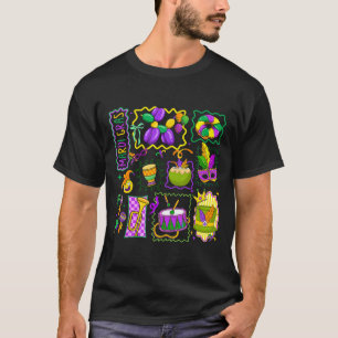 Preppy Mardi Gras Jester Hat Mask King Cake Carniv T-Shirt