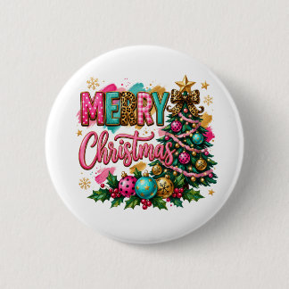 Preppy Merry Christmas 2 Inch Round Button