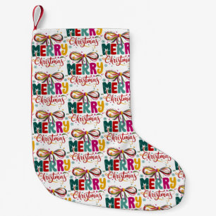 Preppy Merry Christmas Coquette Bow Xmas  Small Christmas Stocking