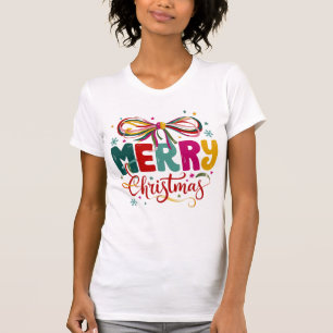Preppy Merry Christmas Coquette Bow Xmas T-Shirt