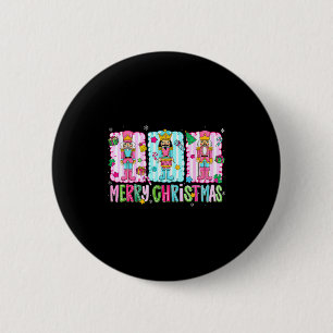 Preppy Merry Christmas Cute Nk Nutcracker Girl Wom 2 Inch Round Button