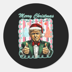 Preppy Merry Christmas Trump 2025 Xmas Make Xmas G Classic Round Sticker