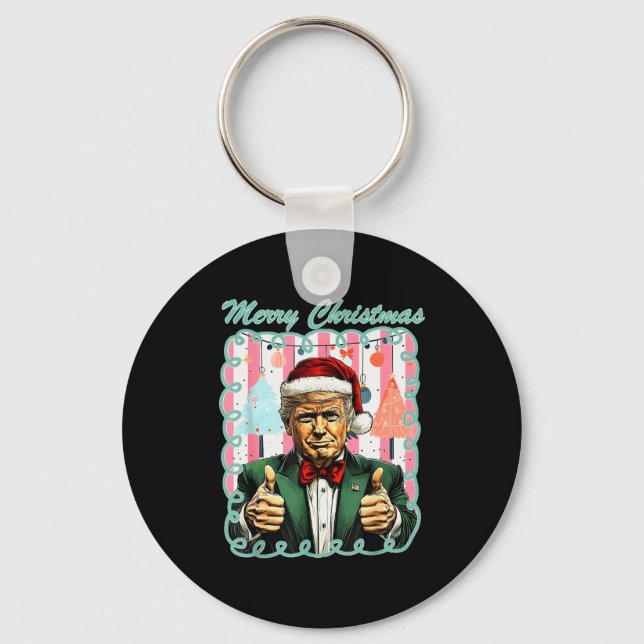 Preppy Merry Christmas Trump 2025 Xmas Make Xmas G Keychain (Front)
