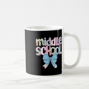 Preppy Middle School Teacher Blue Floral Coquette Coffee Mug