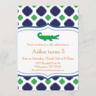 Preppy Modern Alligator Invitation Nautical Beach
