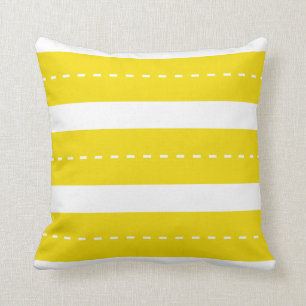 Preppy Modern Yellow White Stripes Throw Pillow