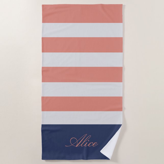 Preppy Monogram Beach Towel (Front)