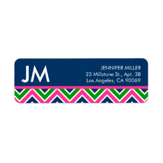 Preppy Monogram Chevron Adresse de retour Label -B