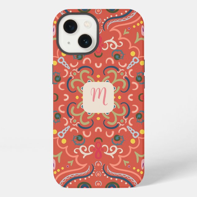 Preppy Monogram & Colourful  iPhone Case (Back)