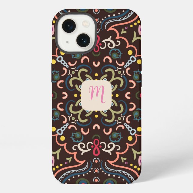 Preppy Monogram & Colourful  iPhone Case (Back)