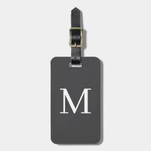Preppy Monogram Initial Custom Letter Grey Gray Luggage Tag