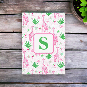 Preppy Monogram Mini Giraffes Cosmopolitans Grass  Thank You Card