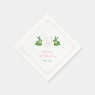 Preppy Monogram Spring Birthday Party For Girl Napkin