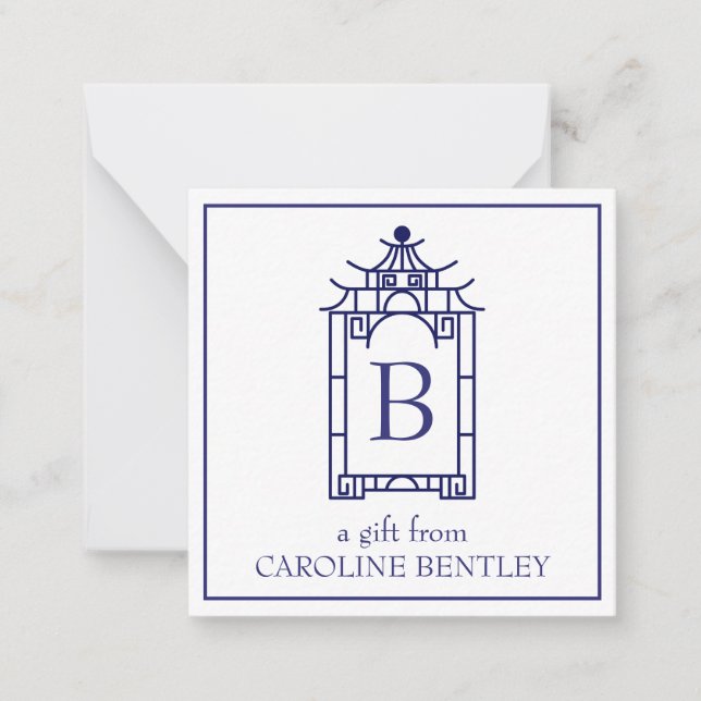 Preppy Monogrammed Pagoda Cartes Cadeau (Devant)